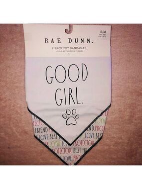 NWT Rae Dunn S/M 2 Pack pet Bandanas (Girl)